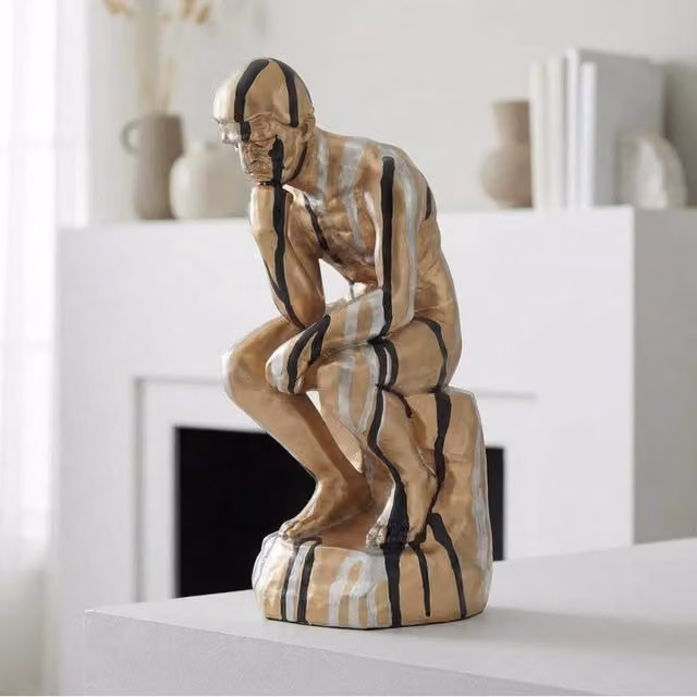 Garden Greatness Gold Drip Art Thinker Abstract Tabletop Sculpture H: 28.0 cm, W: 17.0 cm, D: 12.0 cm
