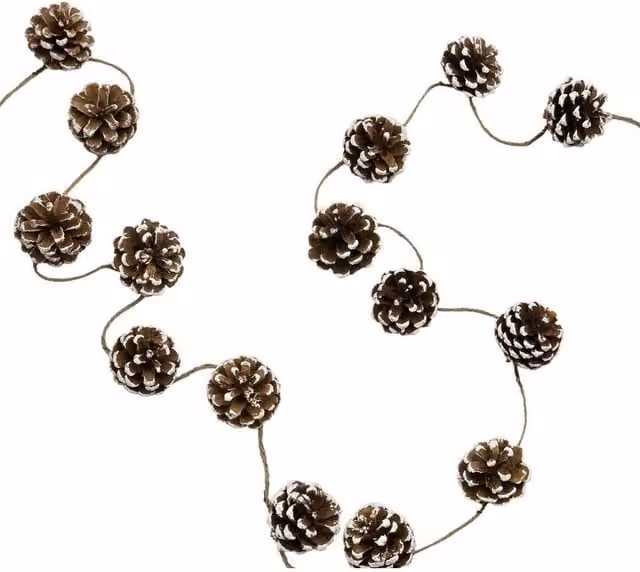 KDMD Snow Tipped Pine Cone Garland in Brown, 2 Pack, Length: 200 cm