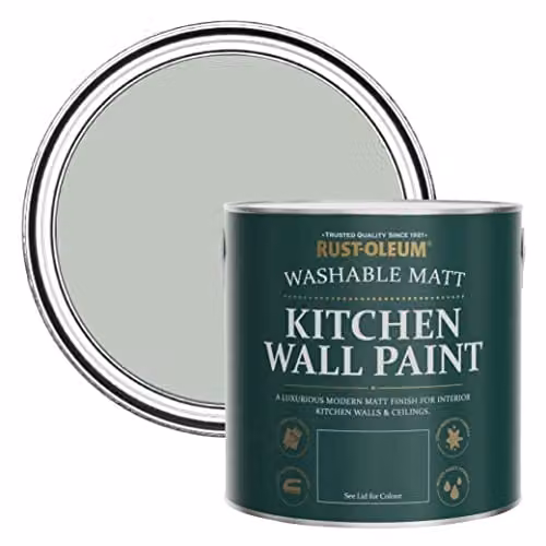 Rust-Oleum Chalk Green Kitchen Wall Paint with Matt Finish and Mould Resistance, 2.5L – 1