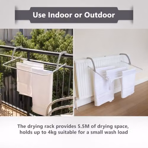 JVL White Foldable Over Door Radiator Clothes Drying Airer Made of Coated Steel – 3