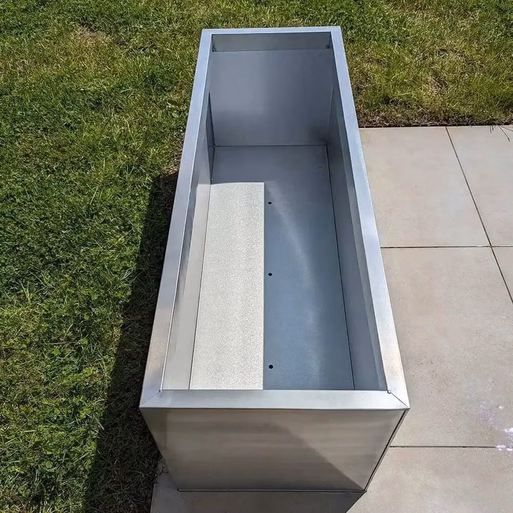 Access Garden Products Silver Galvanised Steel Trough Planter, W32cm x D32cm x H75cm – 2