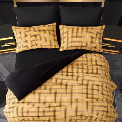 Grace Reversible Microfibre Double Duvet Cover Set in Gold, W/D/H: 200 x 200 cm with 2 x 50 x 75 cm Pillowcases – 3