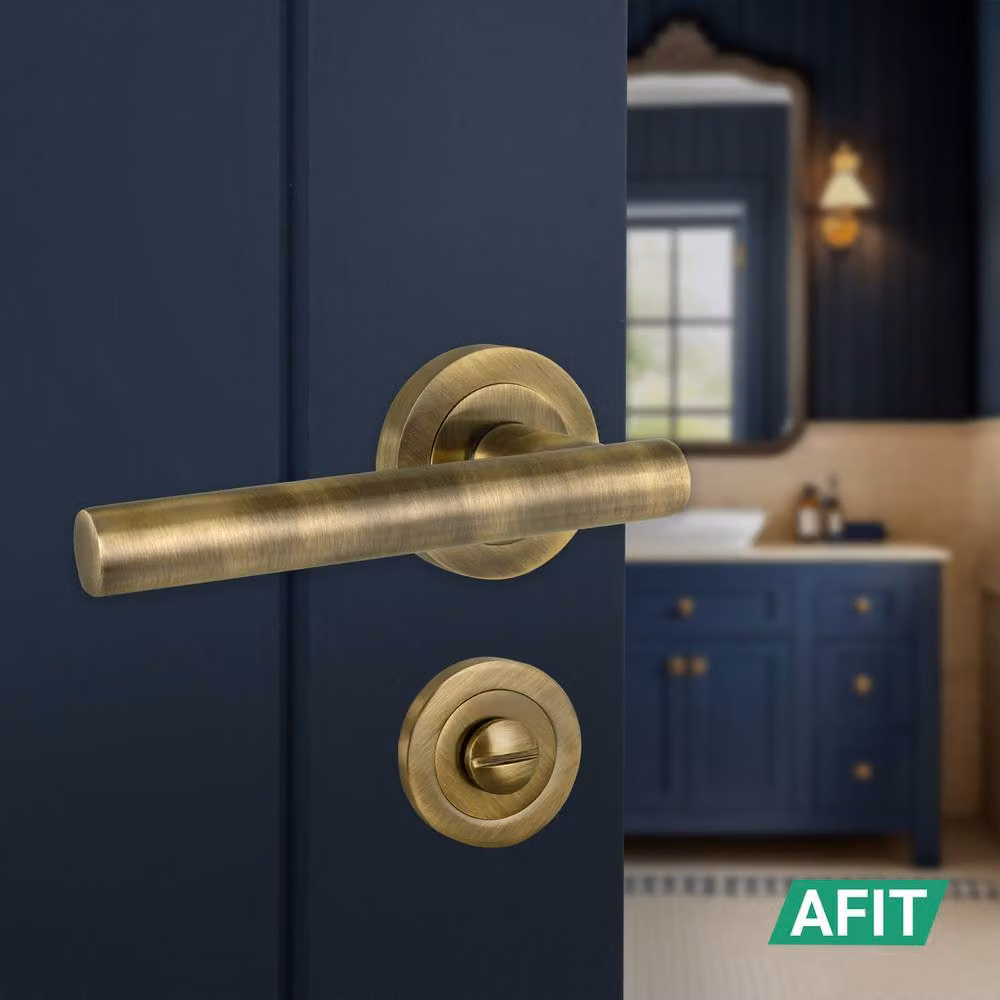 AFIT Antique Brass T-Bar Bathroom Handle and WC Lock Hinges Set in Gold, 1 Pair – 4