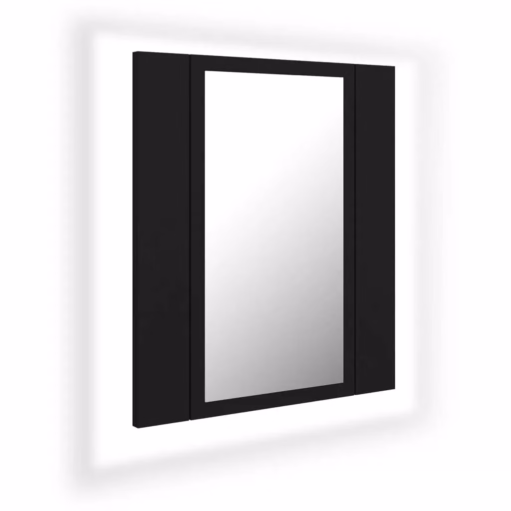 Berkfield Home Modern LED Bathroom Mirror Cabinet in Black with Internal Shelves, W/D/H: 40 x 12 x 45 cm – 2