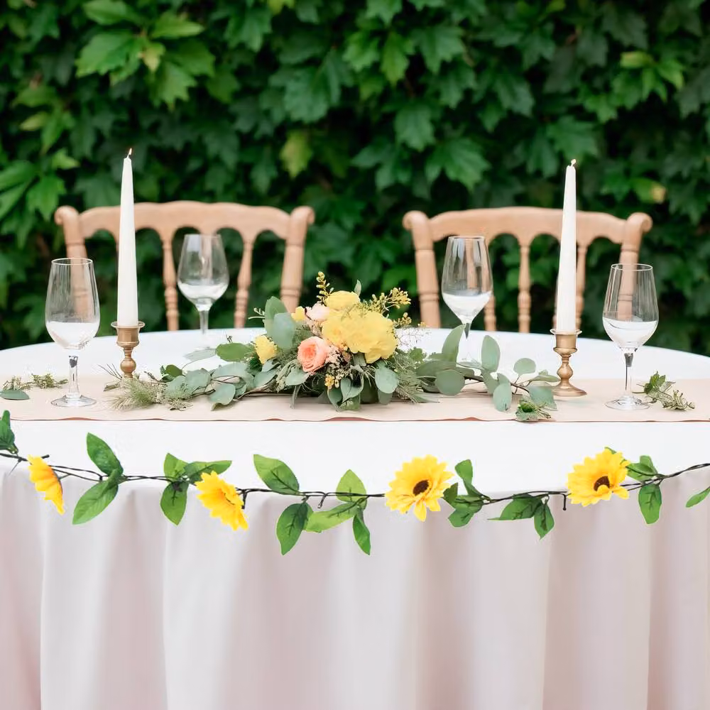 Gardenwize Solar Sunflower Garland String Lights with 25 Warm White LEDs in Yellow and Multicolour, Length: 2.3 m – 5