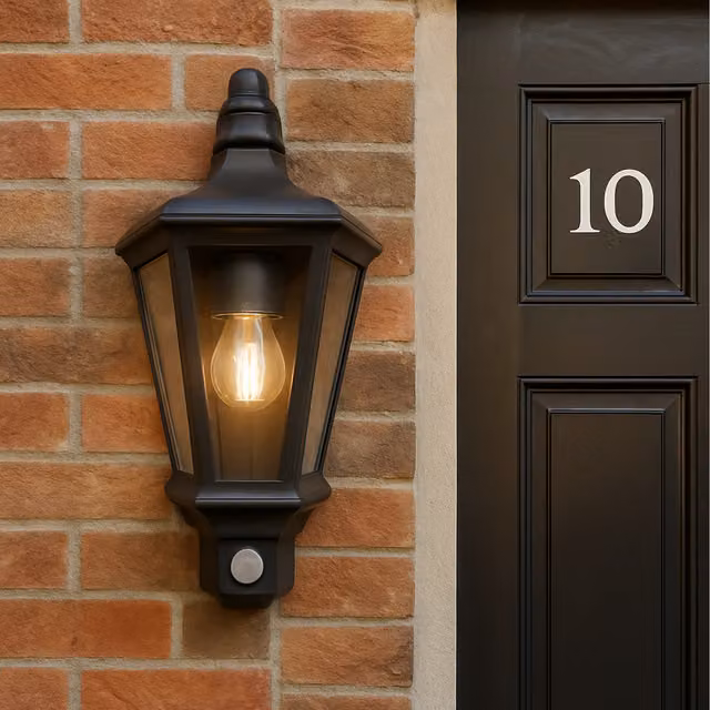 CGC Lighting CGC JIMI Black Outdoor Half Wall Lantern with PIR Motion Sensor and E27 Bulb Holder