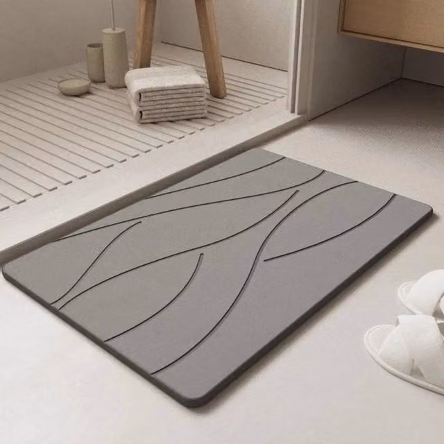 EONLION Grey Quick-Drying Antibacterial Non-Slip Bath Mat