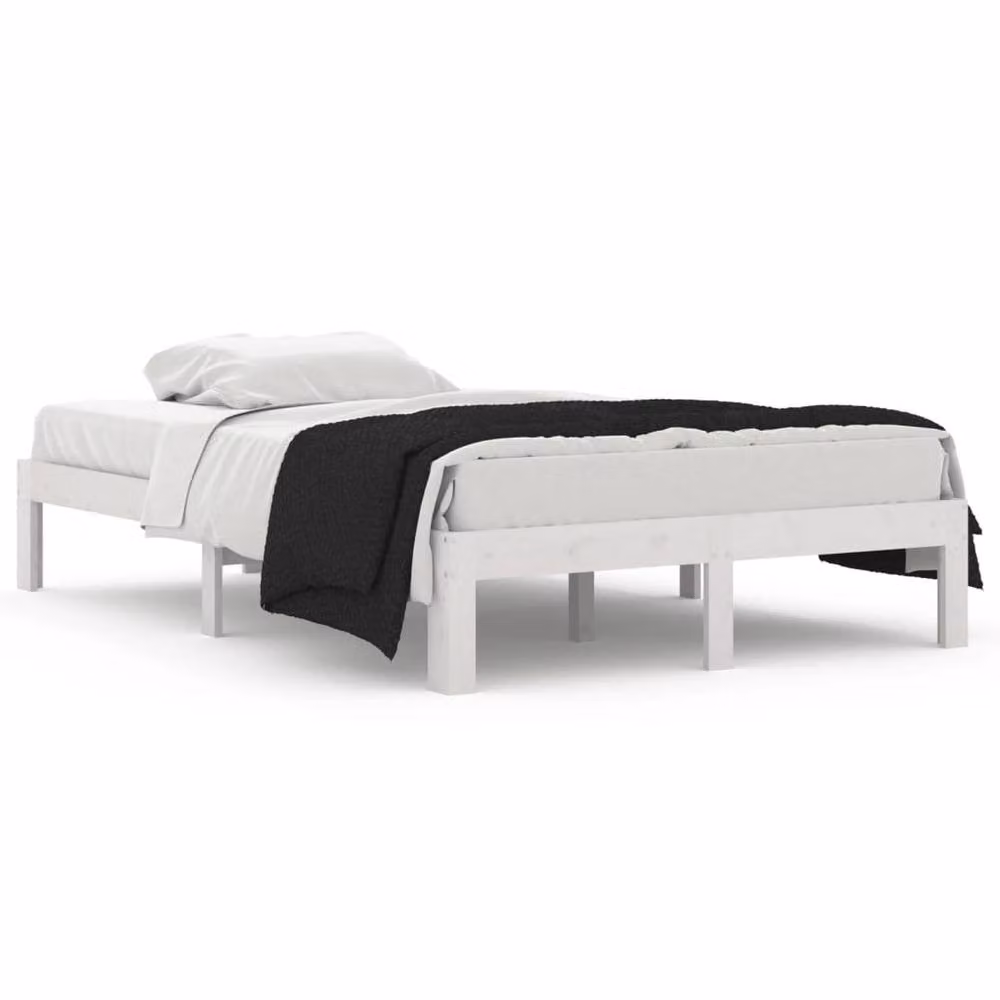Berkfield Home Small Double Solid Pine Wood Bed Frame, White, W: 120 cm, D: 190 cm – 2