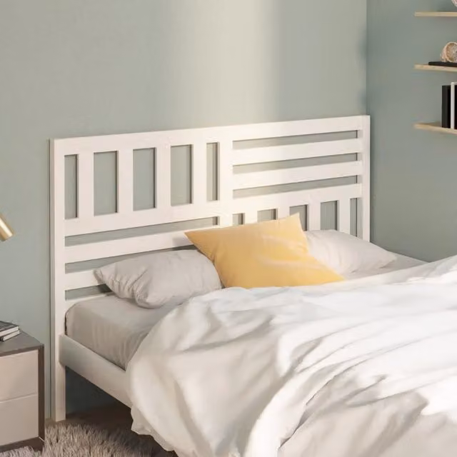Berkfield Home White Rustic Solid Pine Wood Bed Headboard W/D/H: 146 x 4 x 100 cm – 1