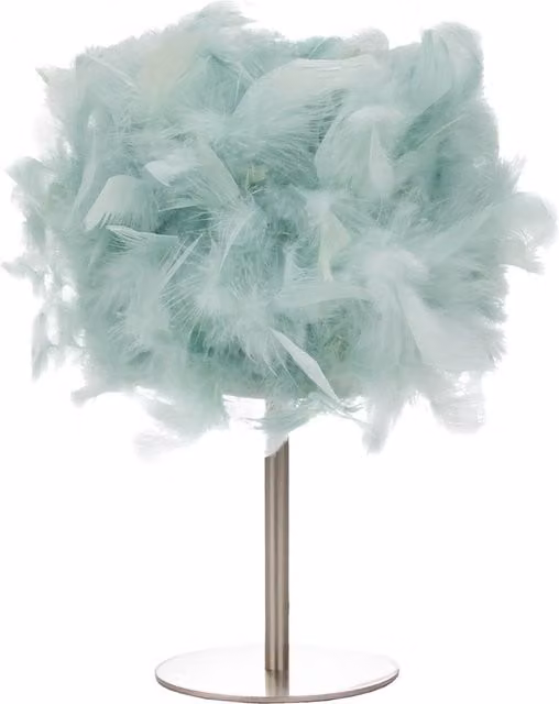 Happy Homewares Chic Blue Feather Table Lamp with Silver Metal Base