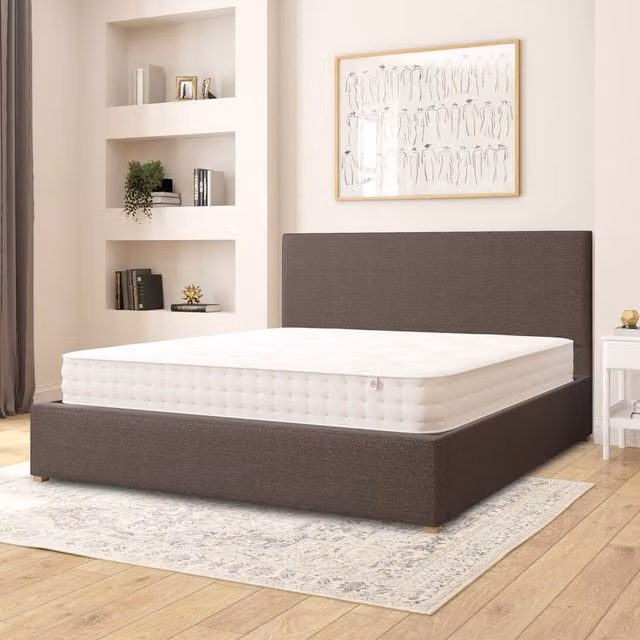 Aspire Garland Fabric Ottoman Storage Bed in Saxon Twill Charcoal Grey, Superking, W/D/H: 200 x 200 cm