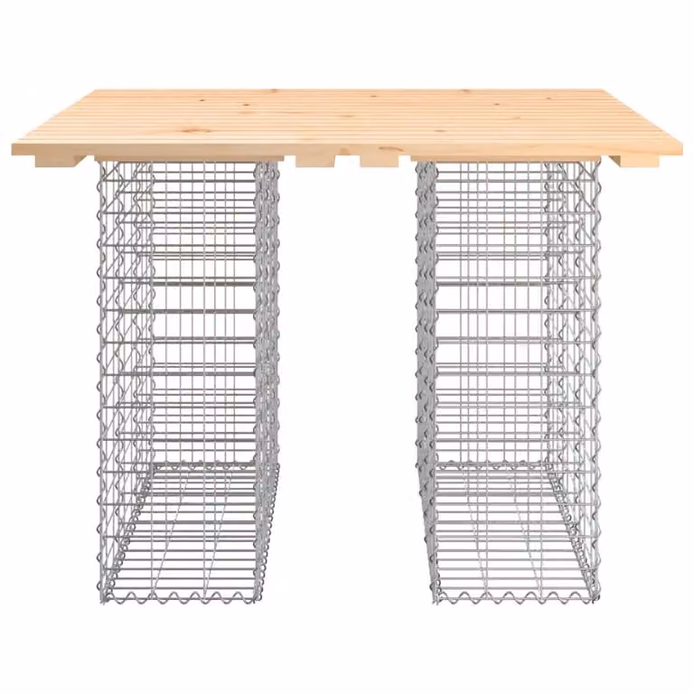 Berkfield Home Gabion Design Garden Bench in Brown Solid Pine Wood, W/D/H: 100 x 102 x 72 cm