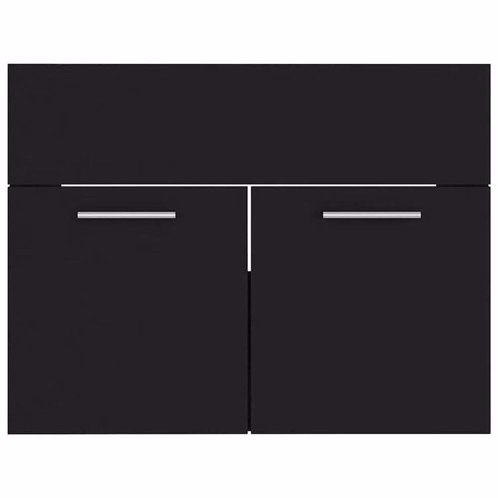 Berkfield Home Modern Black 2 Piece Bathroom Furniture Set with Vanity Unit and Mirror Cabinet – 3
