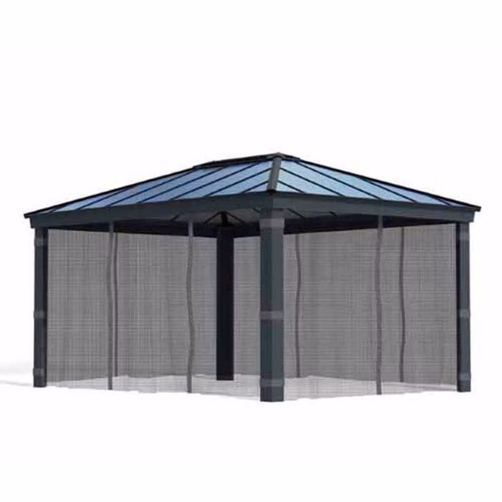 Palram Grey Polyester Net Curtain Set for Dallas 12 x 14 Gazebo, Width: 409 cm – 2