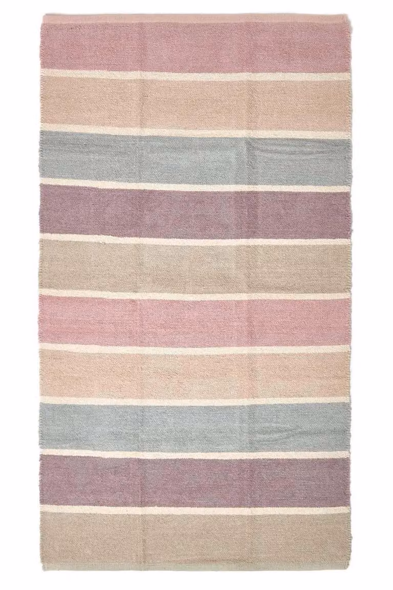 Homescapes Multicolour Striped Cotton Chenille Woven Rug, W: 90 cm, L: 150 cm
