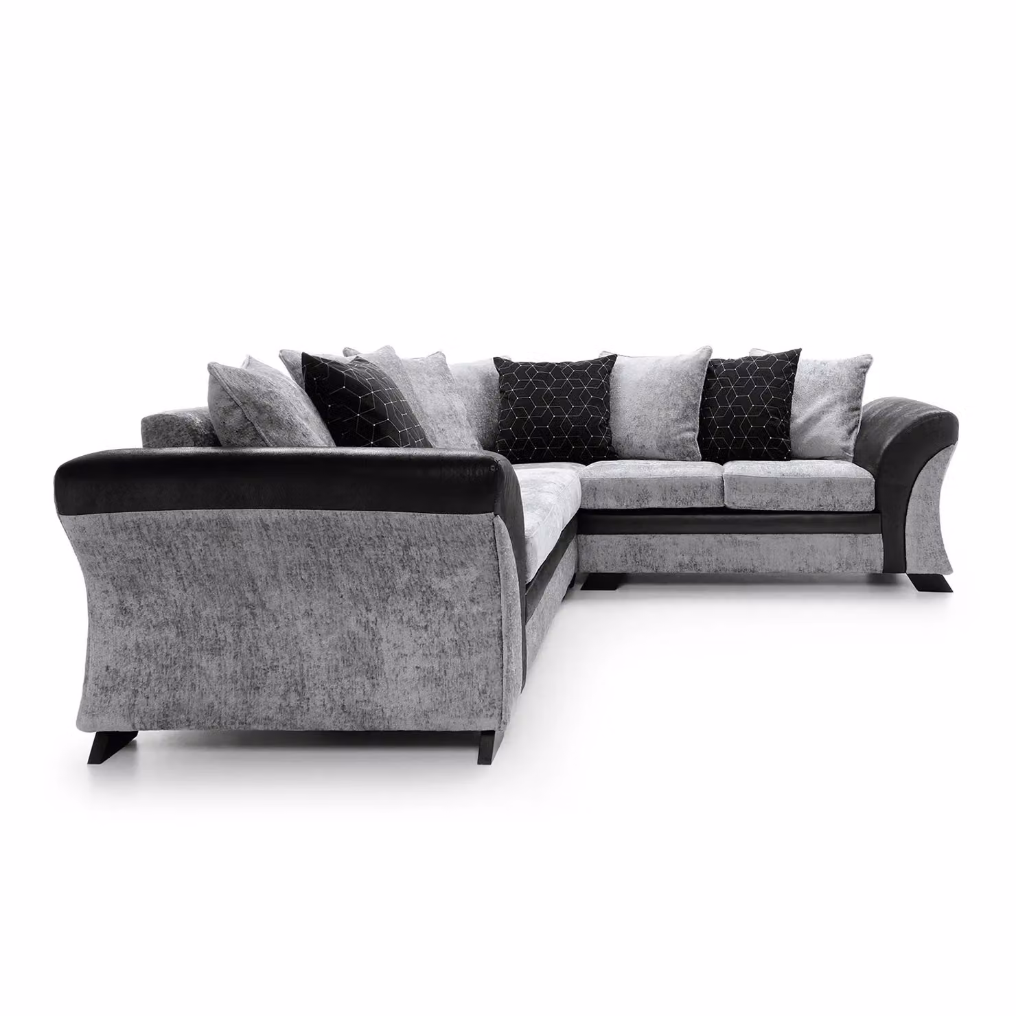 Abakus Direct Farrow Left-Facing L-Shape Corner Sofa in Black and Grey Crushed Chenille Fabric – 2