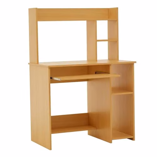 Orsina Modern White Wood Home Office Computer Desk in Beige, W: 90 cm, D: 50 cm, H: 128 cm