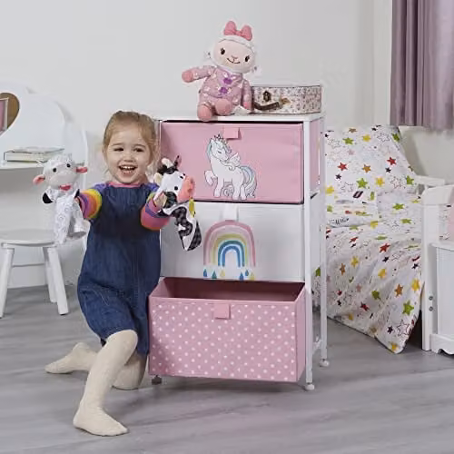 Liberty House Toys Unicorn 3 Drawer Storage Chest in Pink, W/D/H: 73.0 x 45.0 x 30.0 cm