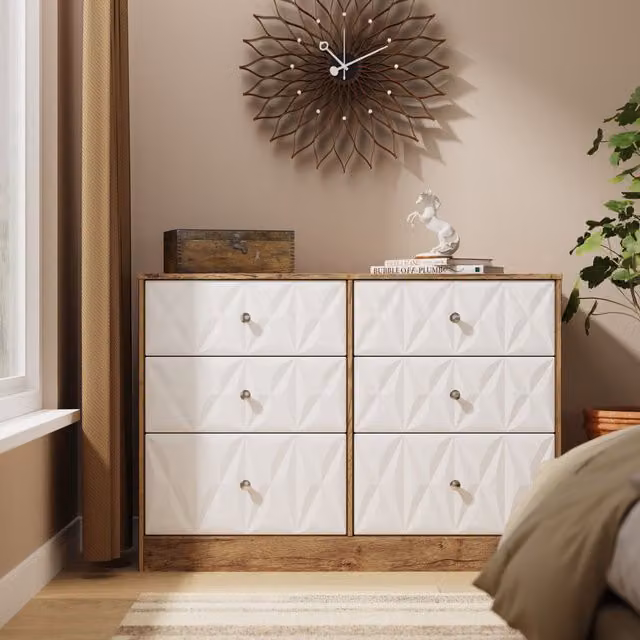 Ready Assembled 2 U Memphis 6 Drawer Wide Chest in Dark Brown
