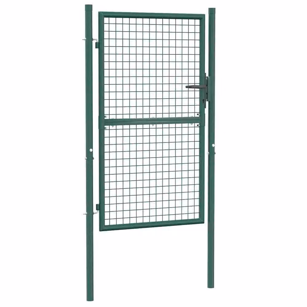 Berkfield Home Durable Steel Swing Fence Gate, Green, W: 100 cm, H: 150 cm – 2