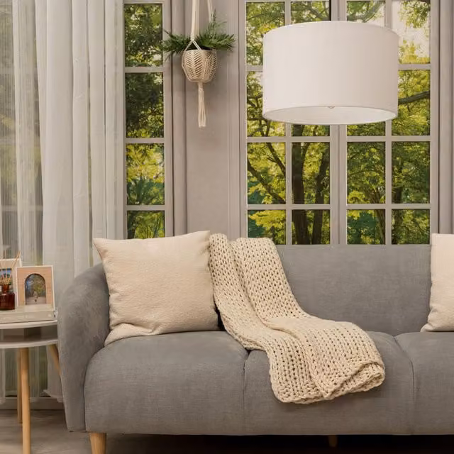 ValueLights Reni Modern Cylinder Fabric Lampshade, White, H 35 cm x W 20 cm x D 20 cm