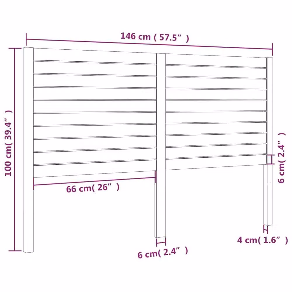 Berkfield Home Beautiful Bed Headboard in Black Solid Pine Wood, W: 146 cm, D: 4 cm, H: 100 cm – 4
