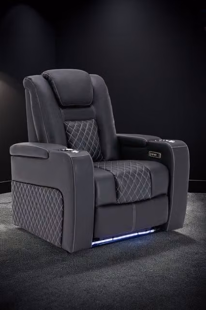 More4Homes Broadway Cinema Electric Recliner Chair with USB Charging and LED Base in Black – 1