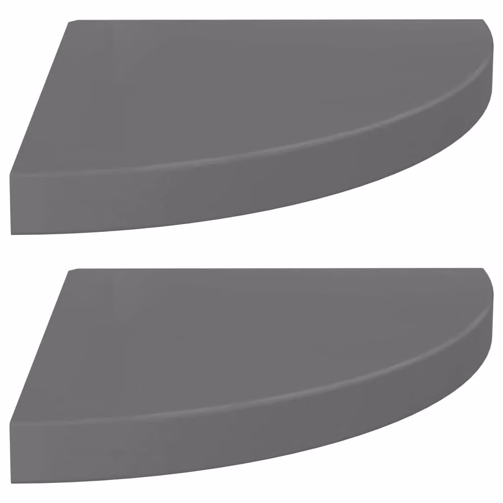 Berkfield Home Floating Corner Shelves, 2 Piece Set in High Gloss Grey, W/D/H: 35 x 35 x 3.8 cm – 2