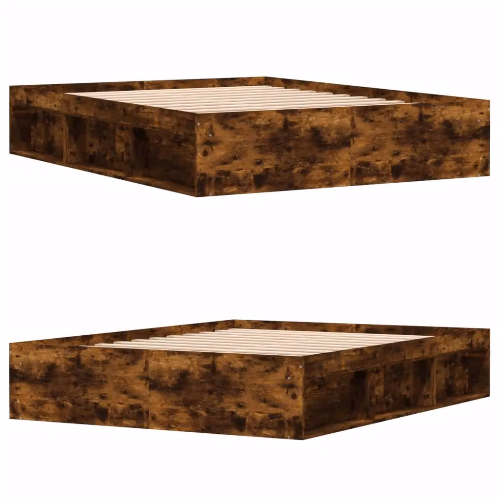 Berkfield Home Modern Bed Frame in Smoked Oak Brown, W/D/H: 140 x 200 cm – 3