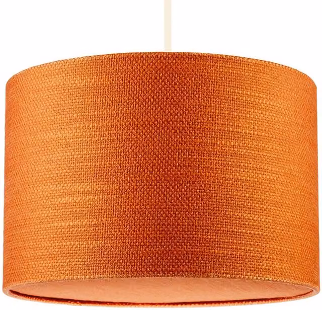 Happy Homewares Desert Sun Orange Textured Linen Pendant Lighting Shade with Diffuser in Tangerine