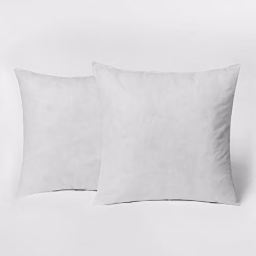 Brentfords 2 Pack Square Hollowfibre Cushion Inserts, White, W/D/H: 45 x 45 x 45 cm