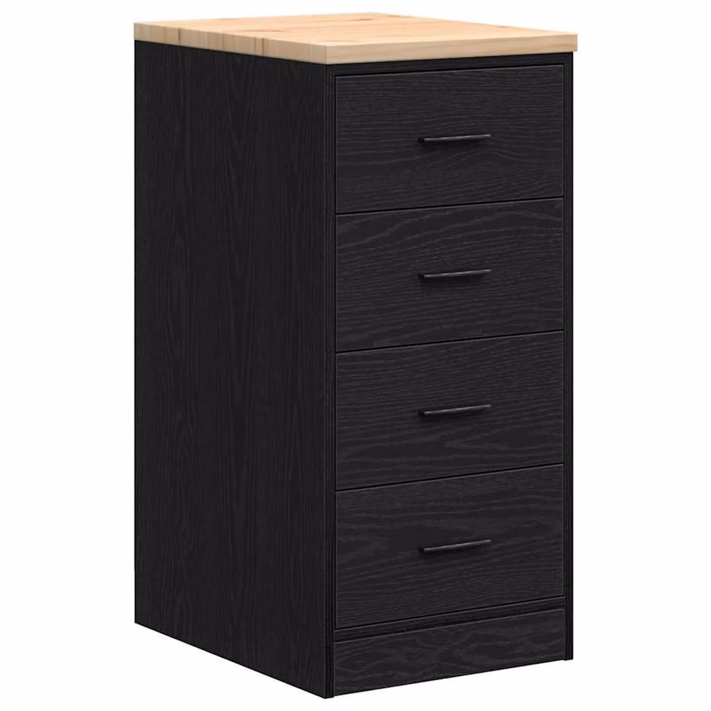 Berkfield Home Durable Garage Storage Cabinet in Black Solid Wood Pine, W/D/H: 40 x 51 x 85 cm – 3