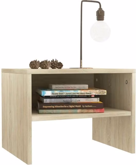 Berkfield Home Elegant Bedside Cabinets, 2 Piece Set in Sonoma Oak and Light Tan, W/D/H: 40 x 30 x 30 cm