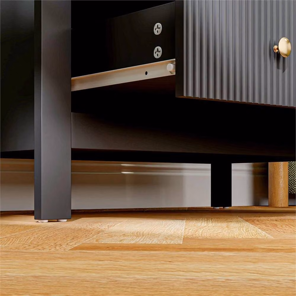 Nordara Fluted Black Bedroom Chest with 5 Drawers and Gold Tone Handles W: 160 cm, D: 60 cm – 3