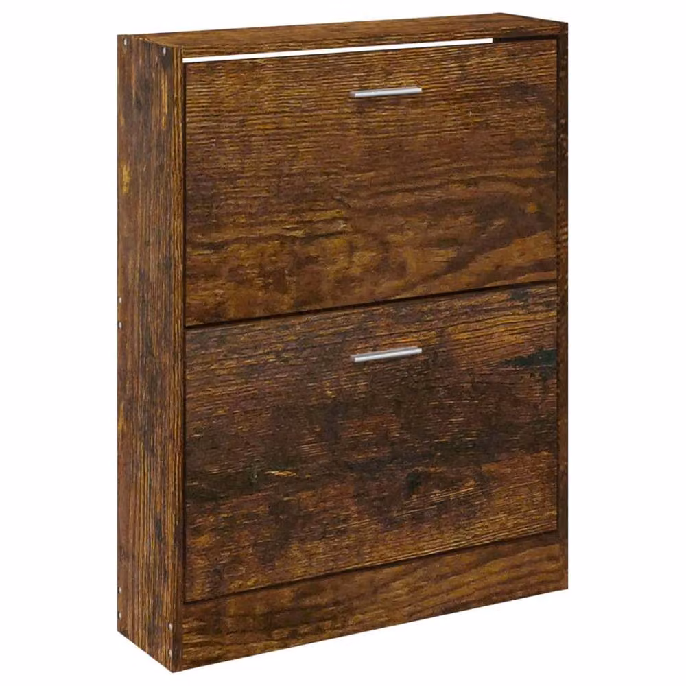 Berkfield Home Smoked Oak Shoe Cabinet in Brown, W/D/H: 59 x 17 x 81 cm – 2