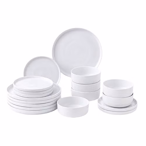 Simpa 18-Piece White Porcelain Dinner Service Set for Adults, Dishwasher and Microwave Safe – 1