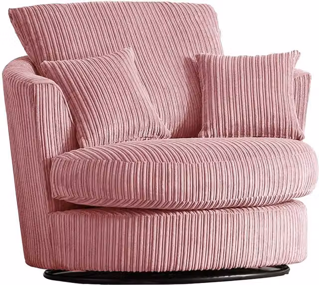 Furnishings For Less UK Luxor Pink Jumbo Cord 360 Degree Swivel Single Seater Chair