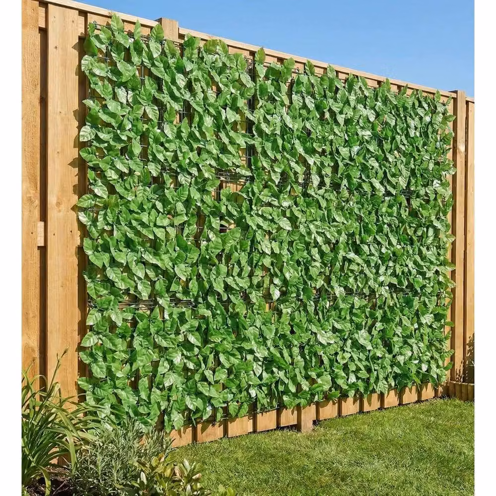 NESTLUNE Green Artificial Ivy Hedge Garden Privacy Fence Screen, W: 100 cm, H: 15 cm – 2
