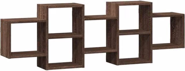 Berkfield Home Wall Mounted Shelf in Brown Oak, W/D/H: 129 x 42 x 18 cm