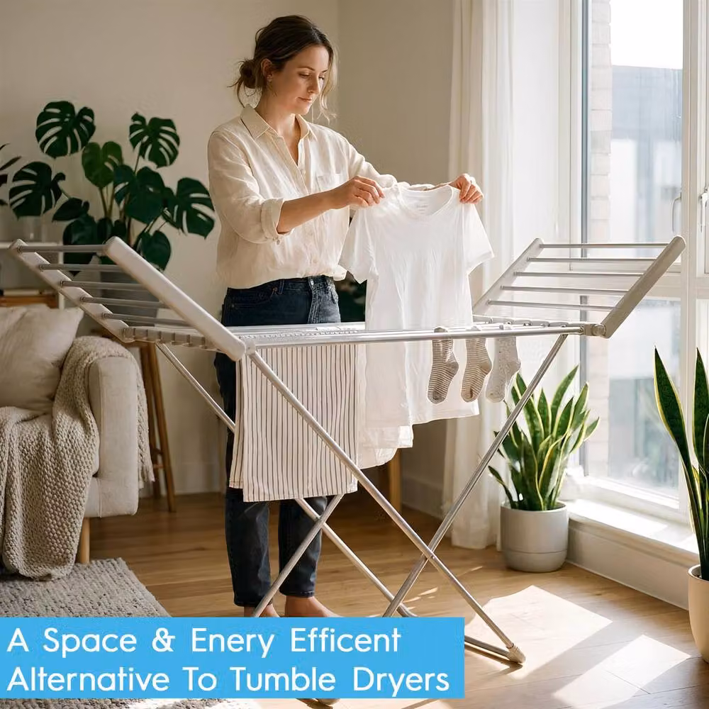 Harbour Housewares Electric Heated Clothes Airer in Silver – 3