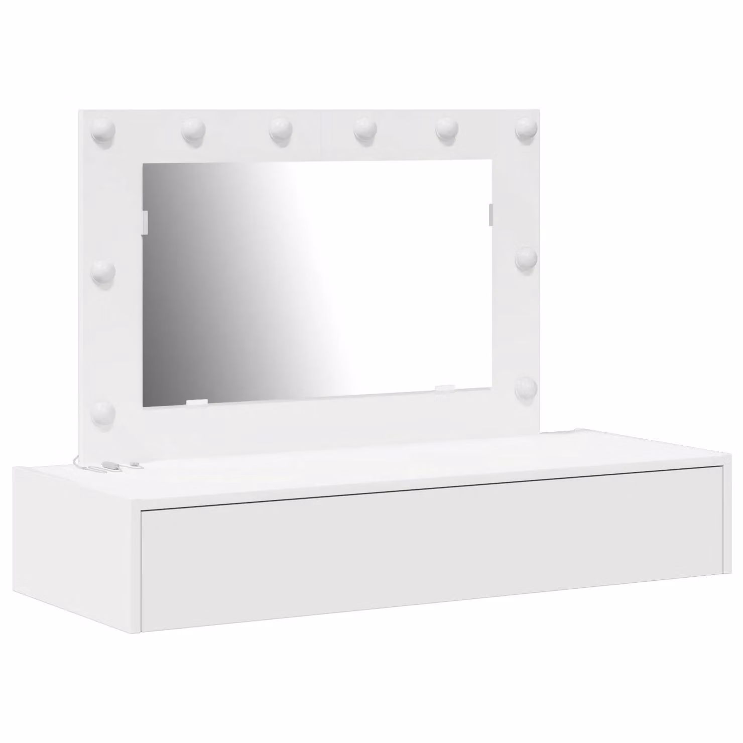 Berkfield Home Wall Hanging Dressing Table with Hollywood LED Lights, White, W: 100 cm, H: 70 cm, D: 40 cm – 2