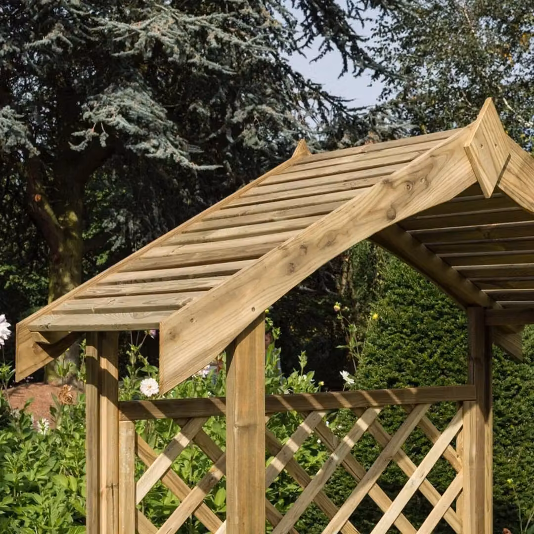Rowlinsons Salisbury Wooden Arbour in Brown, W163 x D74 x H207.5 cm – 5