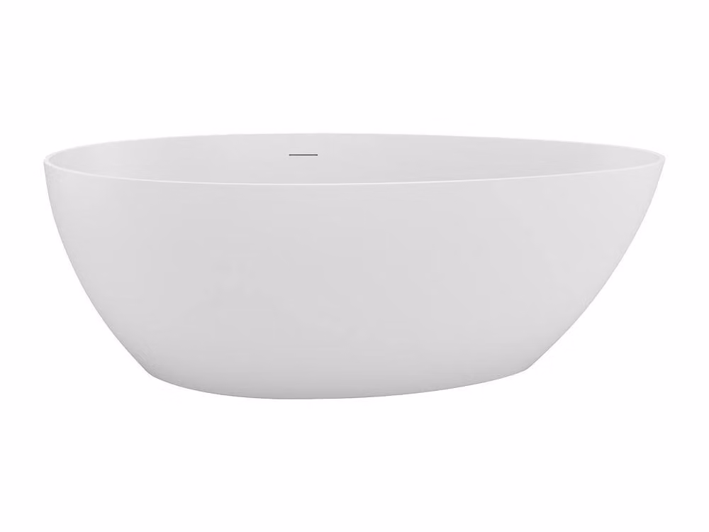 Vente-unique Asymmetric Freestanding Acrylic Bathtub in Matte White, W/D/H: 160 x 82 x 58 cm – 2