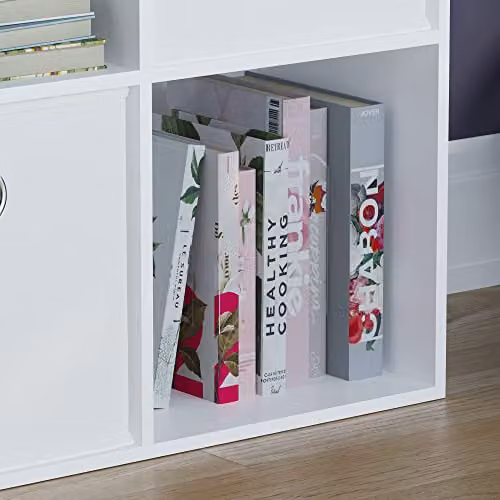 Vida Designs Durham 4 Cube Storage Organiser with 2 White Baskets, White – 3