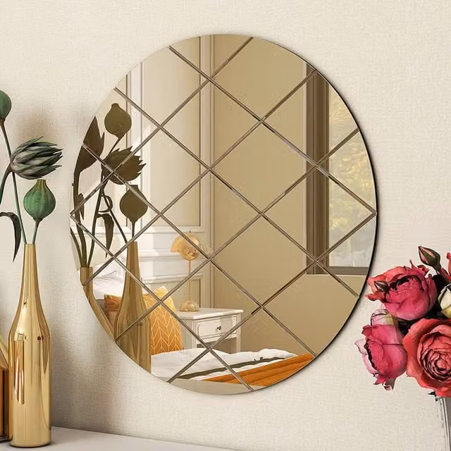 BELOFAY Art Deco Round Wall Mirror in Bronze