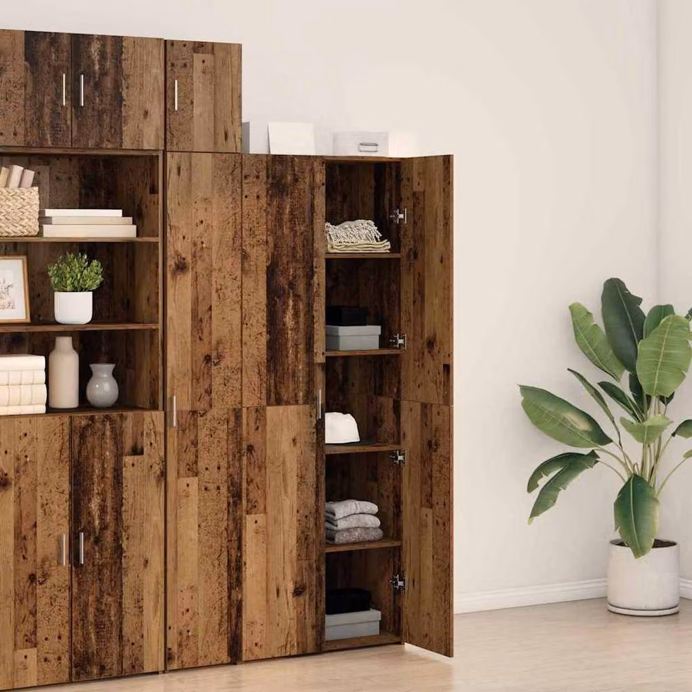 Berkfield Home Rustic Old Wood Highboard in Brown, W/D/H: 70 x 42.5 x 185 cm – 3