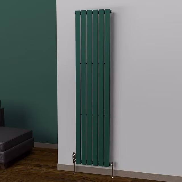 Lux Heat Flat Coloured Vertical Radiator in British Racing Green, H 180 cm x W 42 cm