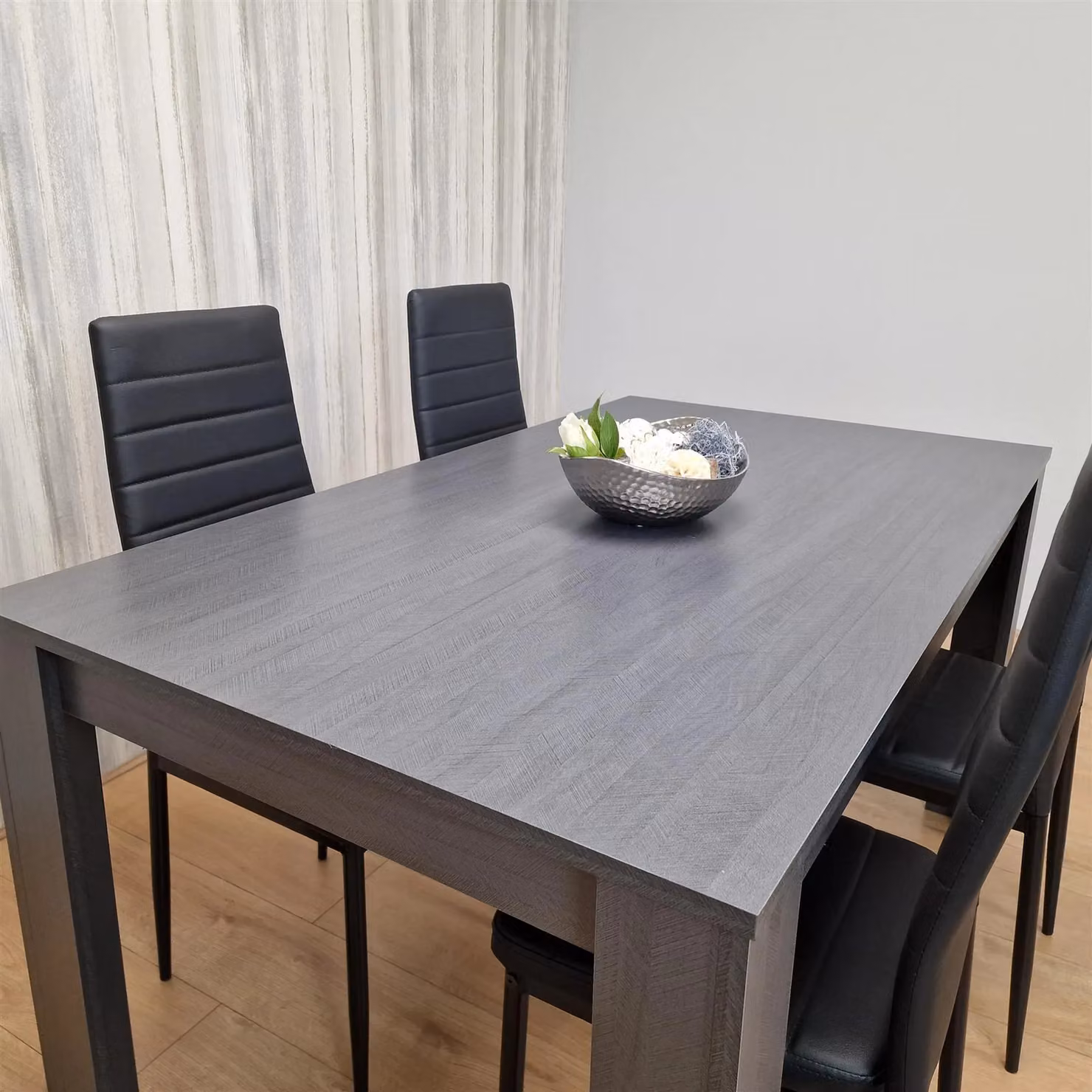 Kosy Koala Modern Rectangular Dining Set with 4 Faux Leather Chairs in Brown and Black – 5