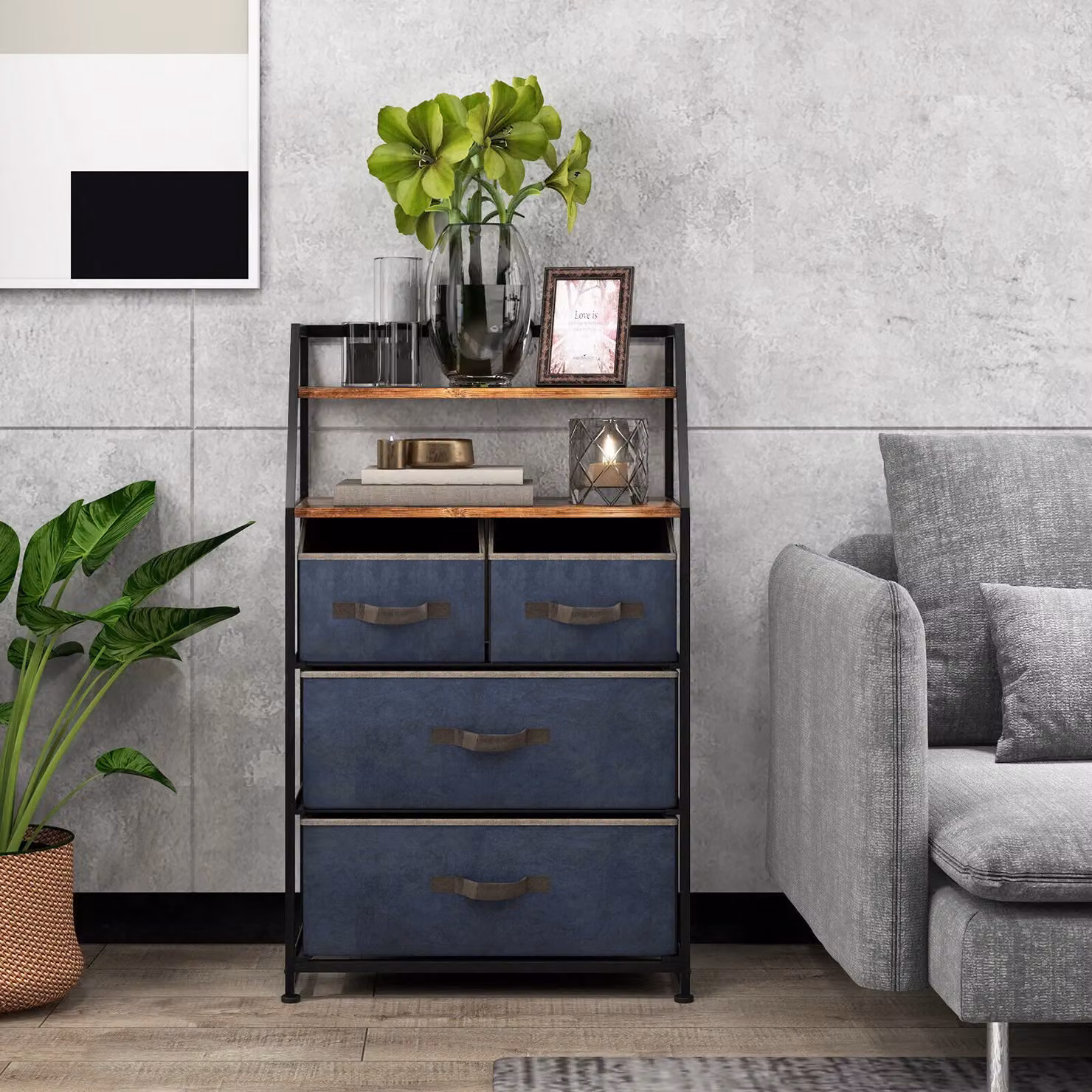 Costway Brown Industrial Freestanding Chest of Drawers and Bedroom Storage Cabinet – 5