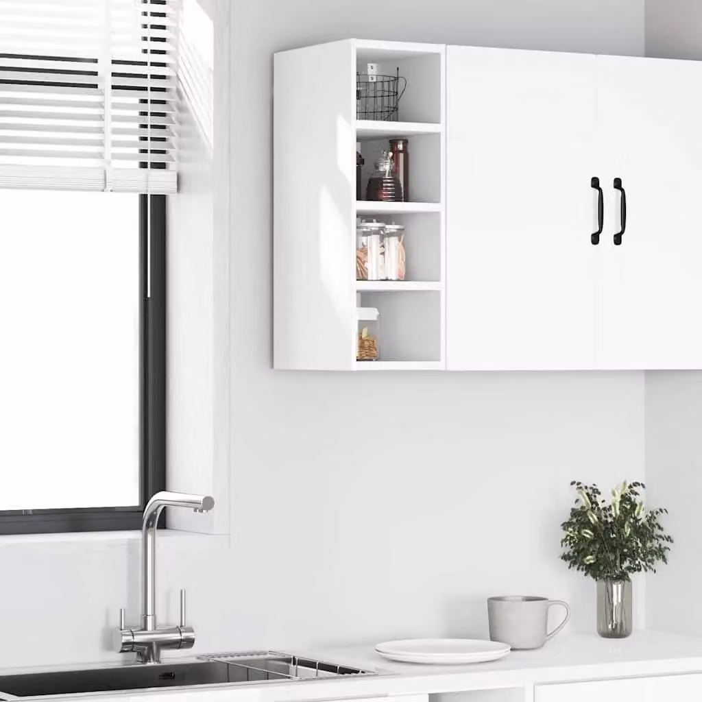 Berkfield Home White Wall Mounted Kitchen Cabinet with Hinged Doors and Internal Shelves, W/D/H: 20 x 29.5 x 60 cm – 2